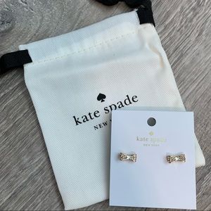 NWT Kate Spade Gold Pave Bow Stud Earrings